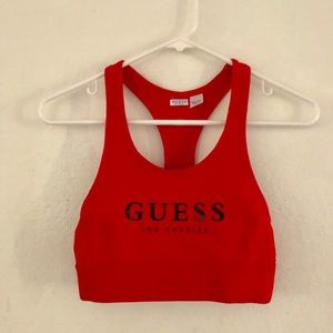 Red GUESS sports bra